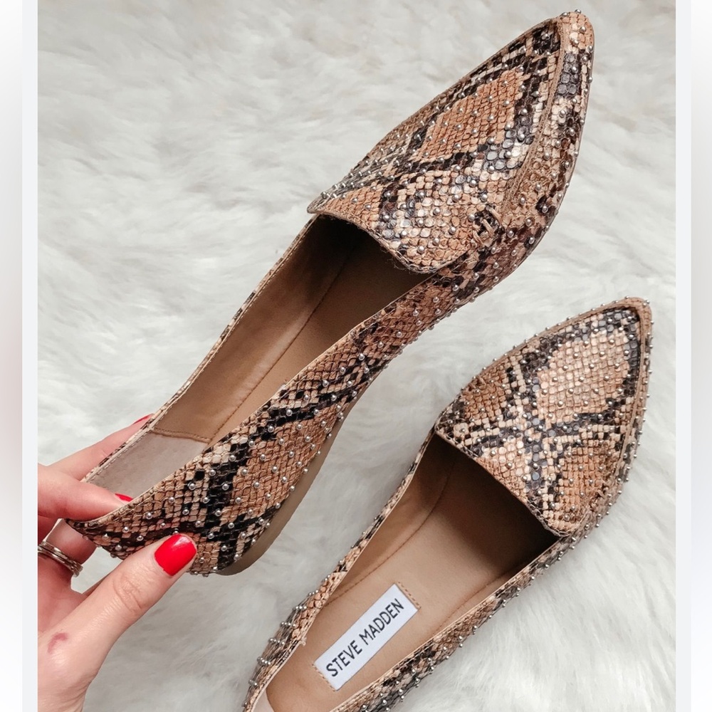 Steve Madden Studded Snakeskin Flats